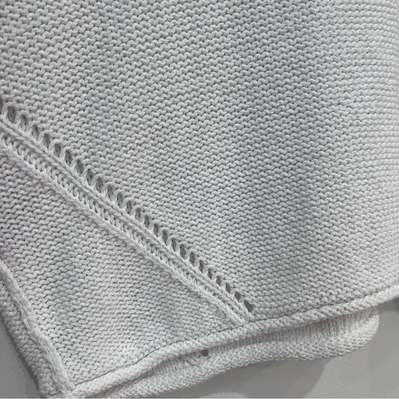 Lucky Brand Oversized Cropped Knit Cotton Long Sleeve Sweater White, Small - Picture 6 of 12
